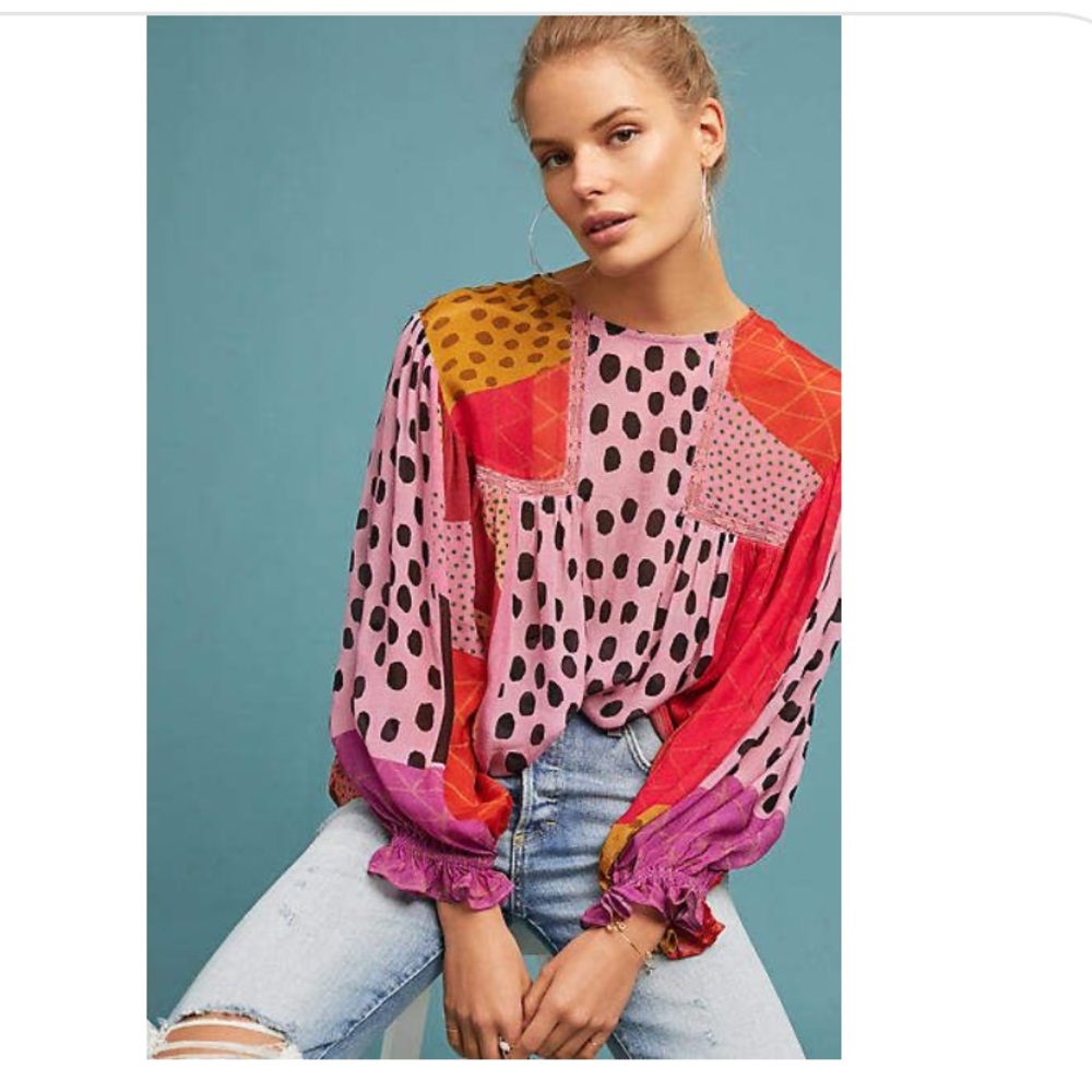 Anthropologie Bi-nk Miranda Peasant Blouse